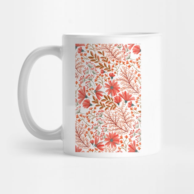 Beautiful Nature Red Pink Flowers Watercolor Seamless Abstract Floral by Darksavage